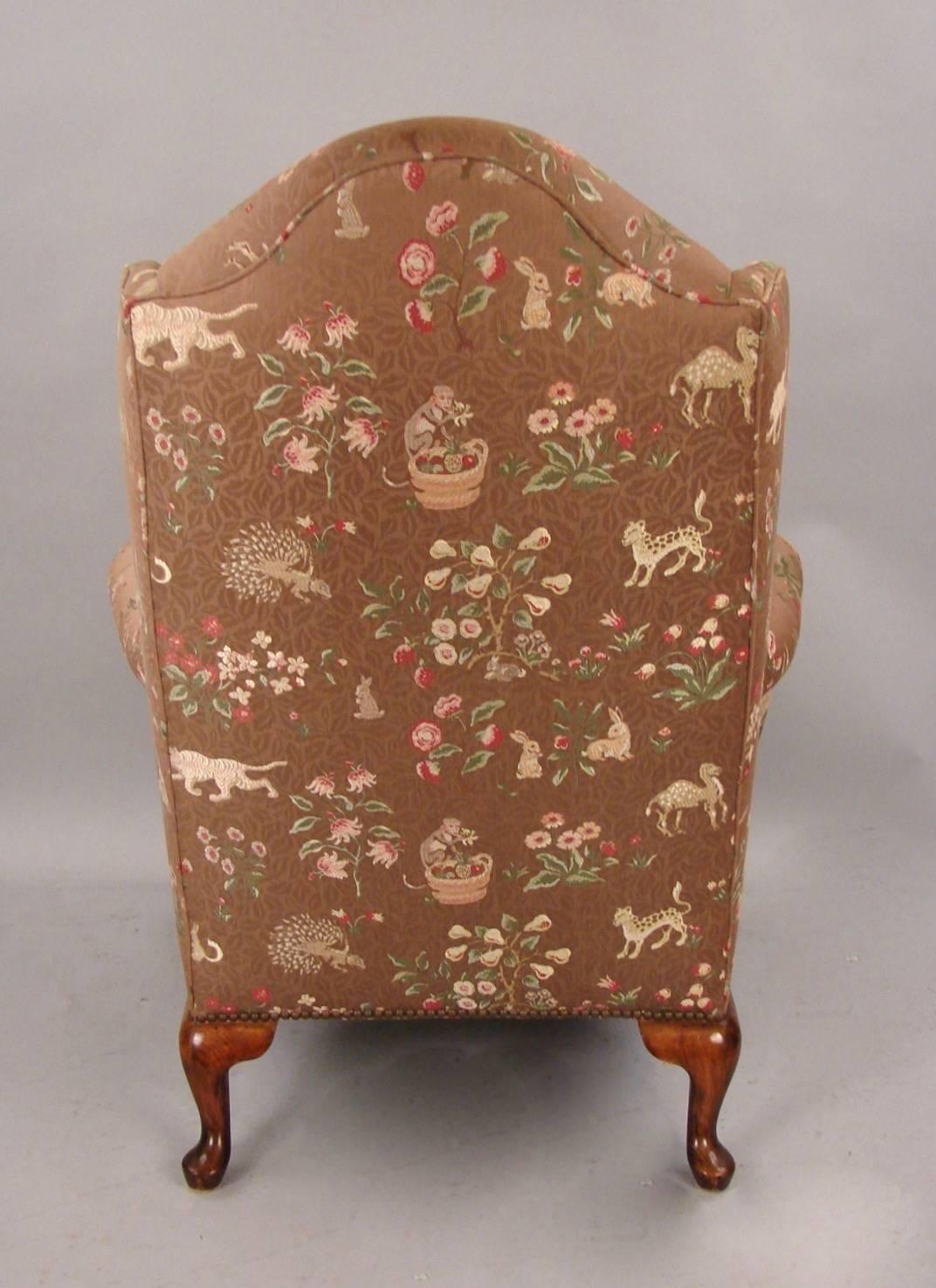 20th Century Pair of Victorian Style Beautifully Upholstered Wingback Armchairs