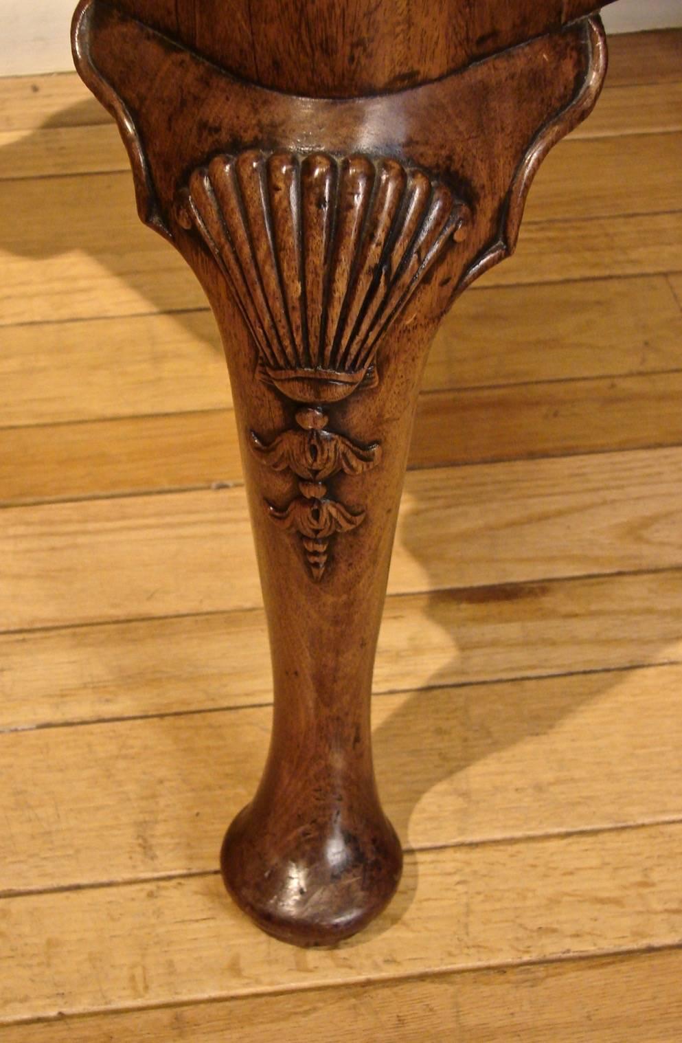 19th Century George II Style Walnut Stool with Cabriole Legs