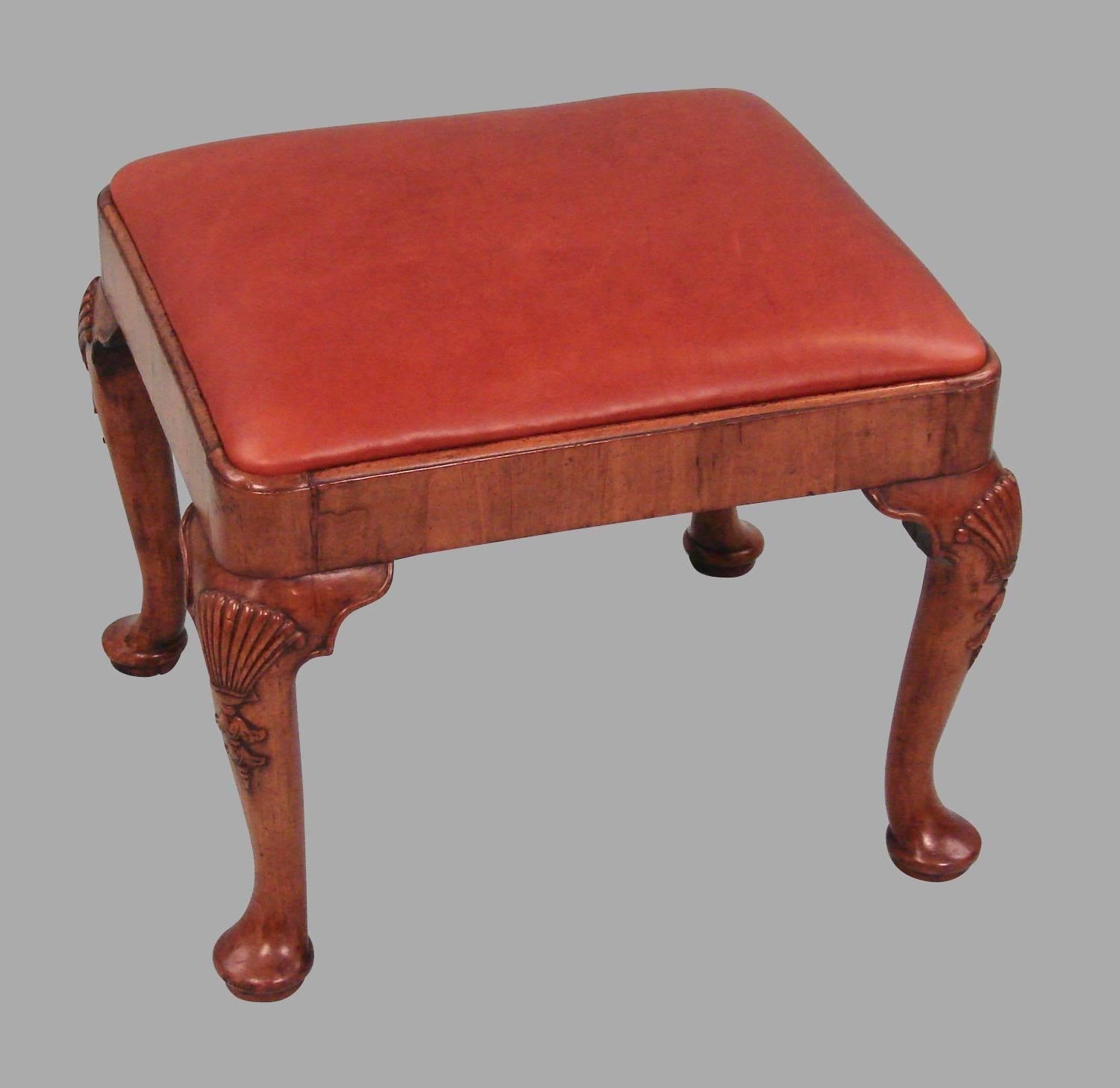 Great Britain (UK) George II Style Walnut Stool with Cabriole Legs