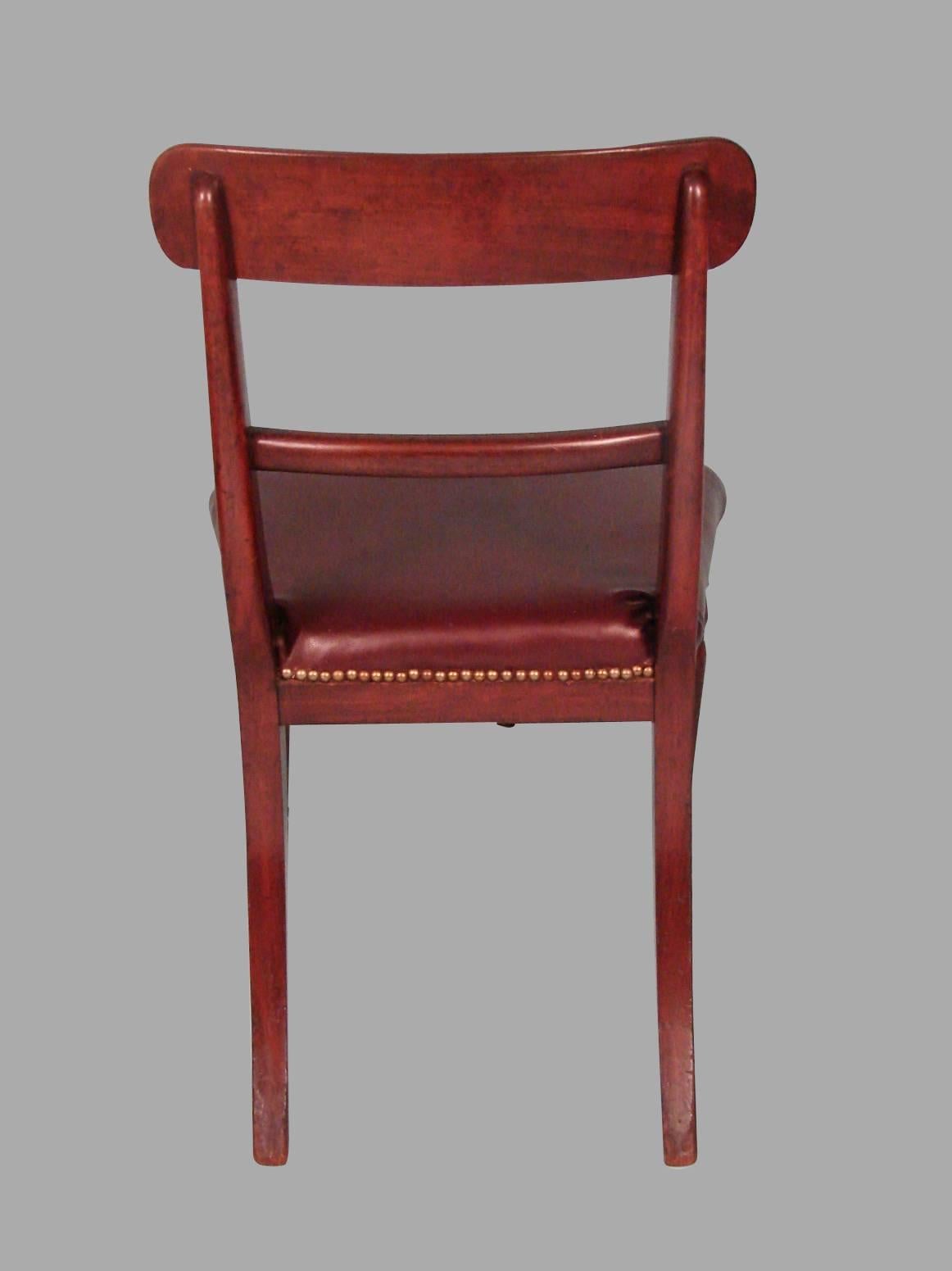 Set of Six Regency Leather Upholstered Mahogany Side Chairs In Good Condition In San Francisco, CA