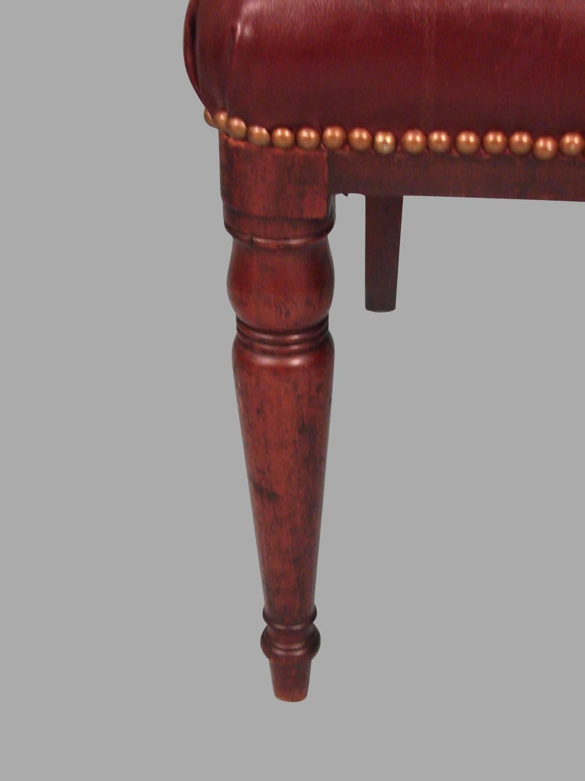 19th Century Set of Six Regency Leather Upholstered Mahogany Side Chairs