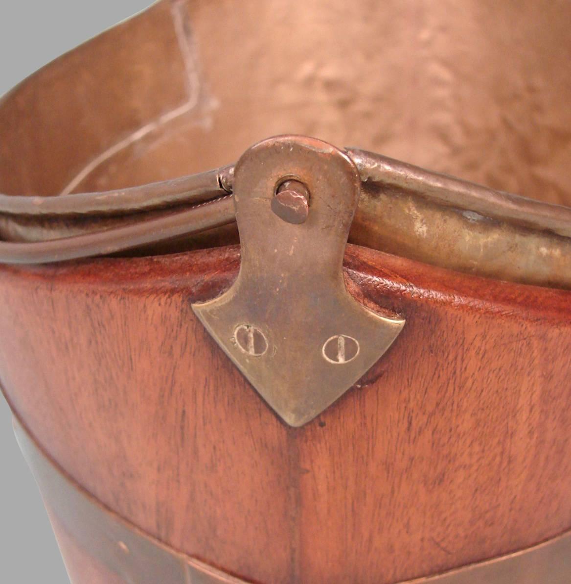 19th Century English Regency Mahogany Navette Form Brass-Bound Peat Bucket