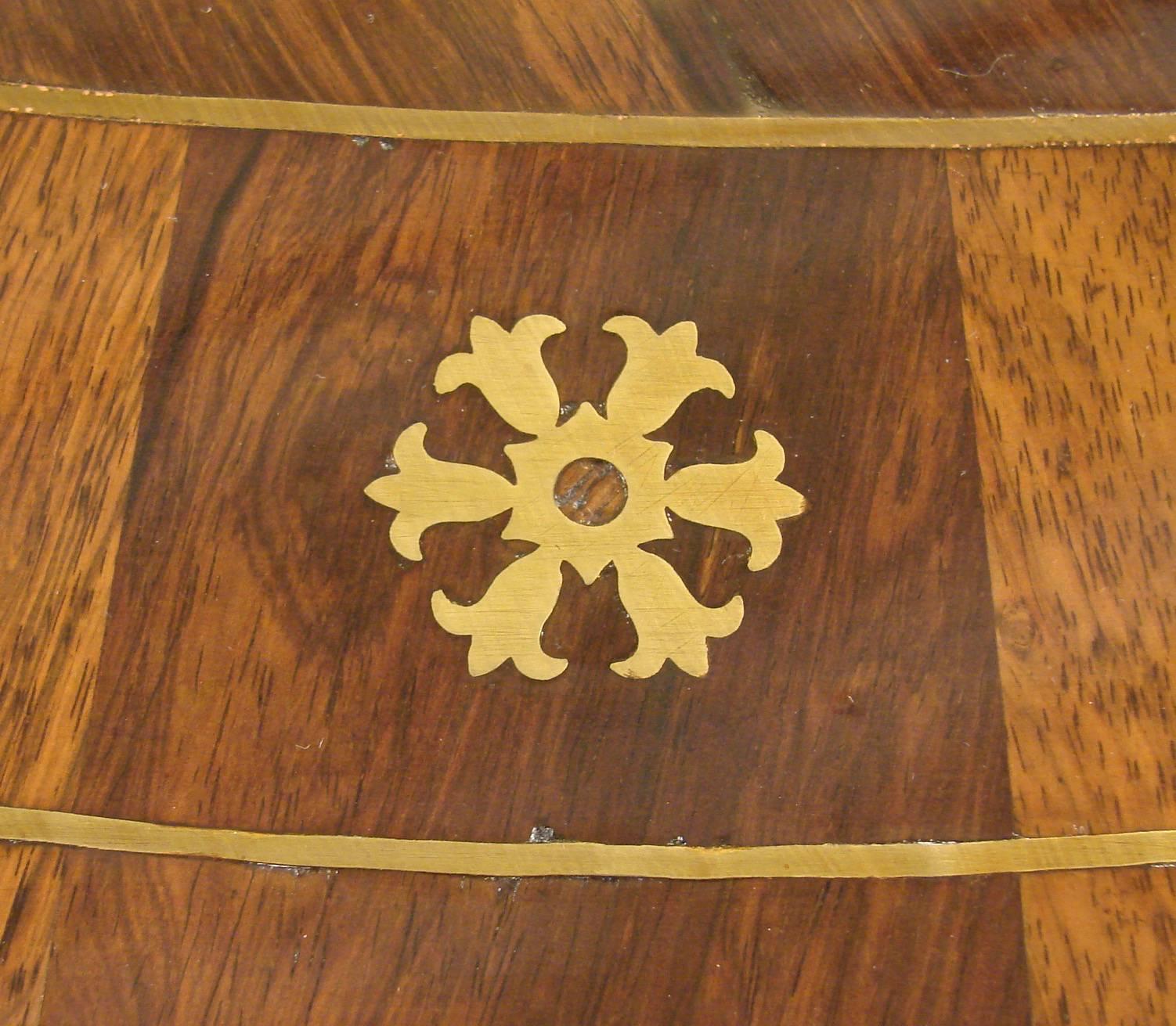 Regency Brass-Inlaid Center Table with Triangular Base and Animal Paw Feet 1