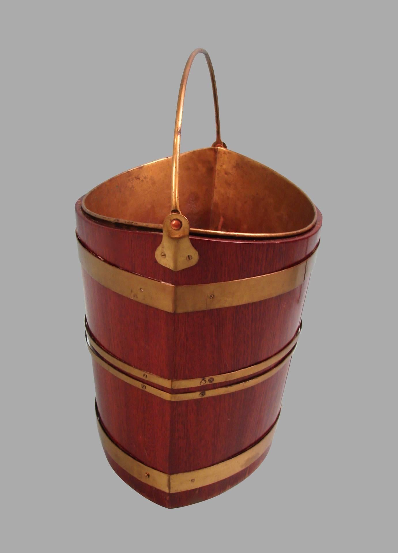English Regency Mahogany Navette Form Brass-Bound Peat Bucket