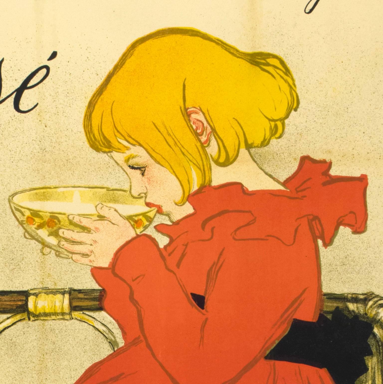 This original stone lithographic poster is perhaps Steinlen’s most successful and best-known image. The poster advertises pure sterilized milk from the dairy of the Quillot Brothers in the village of Montigny sur Vingeanne. Steinlen’s daughter