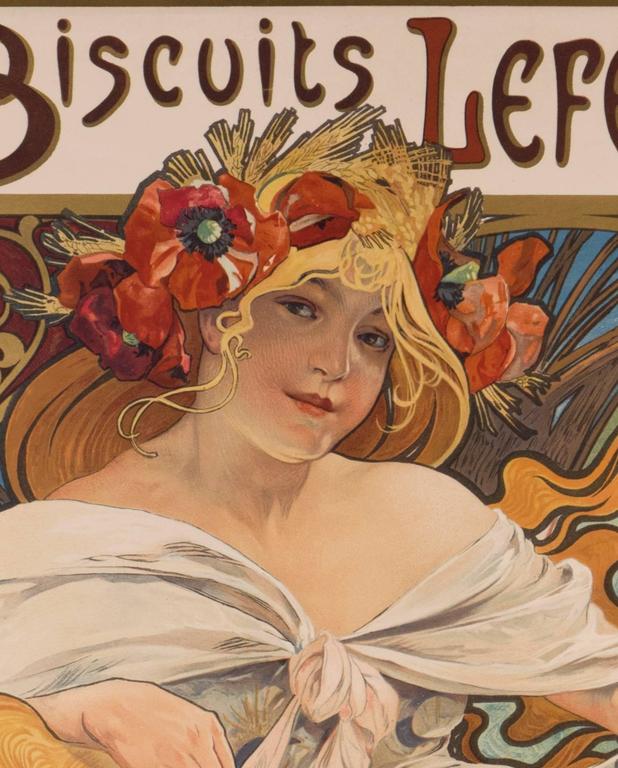 Alphonse Mucha Biscuits LefevreUtile 1897 Original Art Nouveau Poster