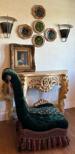 French Napoleon Velvet Chauffeuse chair from Ann Getty's antiquity collection