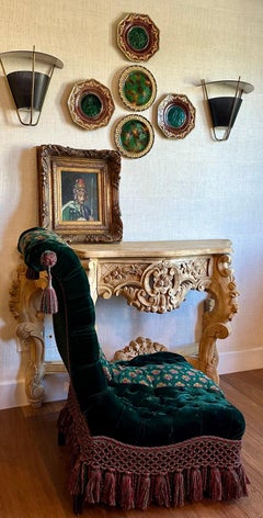 French Napoleon Velvet Chauffeuse chair from Ann Getty's antiquity collection