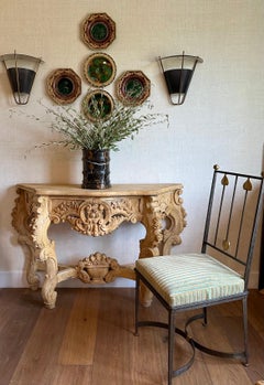 Mid-Century iron side chairs with Rose Tarlow striped velvet fabric