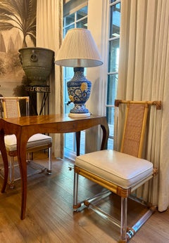 Set of 3 bamboo and Lucite Mid-Century modern dining chairs