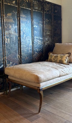 A pair of pillows made with Michael S. Smith's "Indian Flower" patterned linen