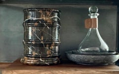 Vase italien en marbre Portoro poli