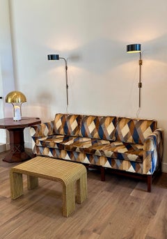Mid-Century velvet geometric patterned sofa