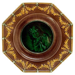 Antique 1865 Wedgwood Tremblay Majolica plate "Woman" owned by André Leon Talley