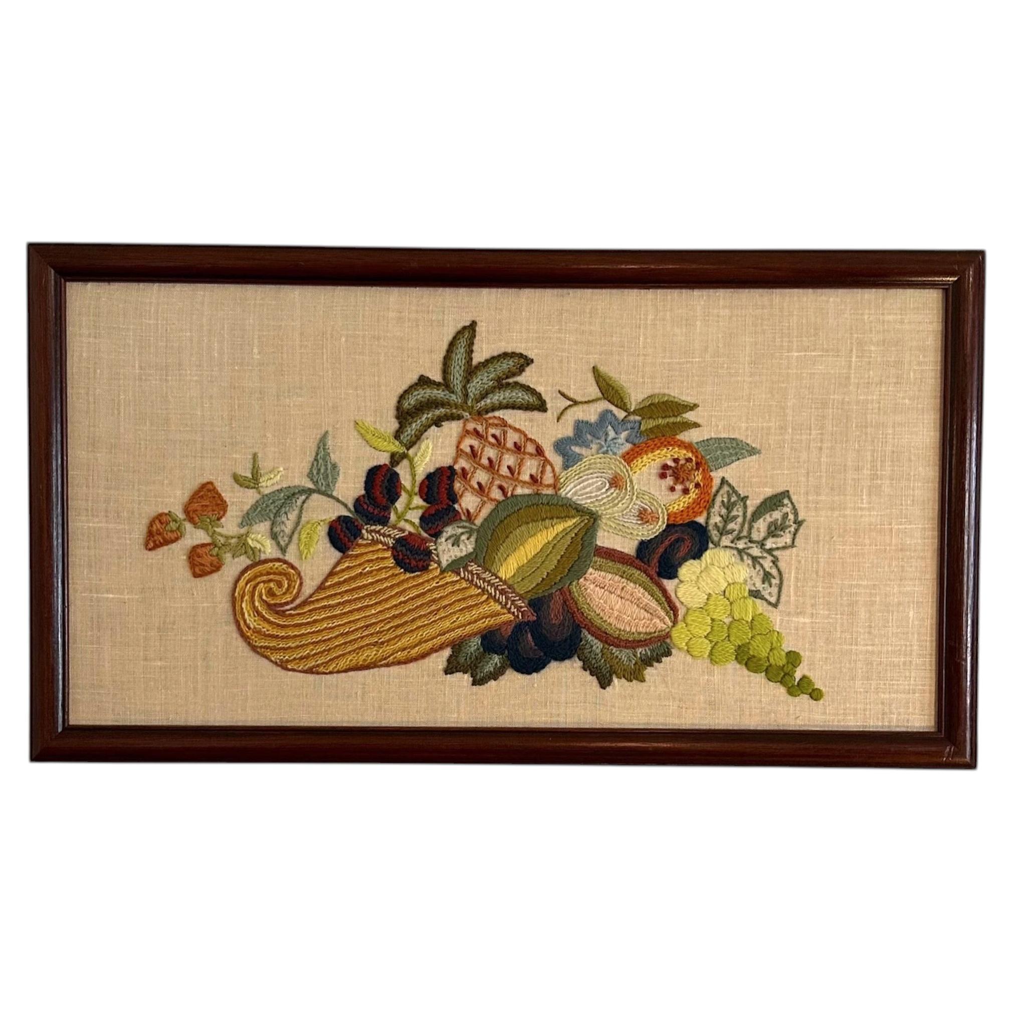 Cornucopia Crewel Artwork For Sale