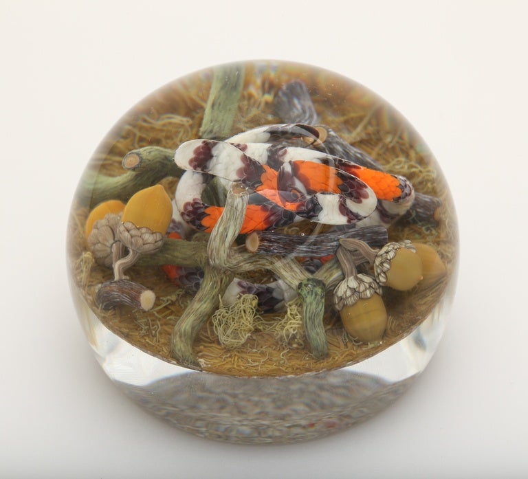 Glass Gordon Smith Cobra Coral Snake Paperweight For Sale