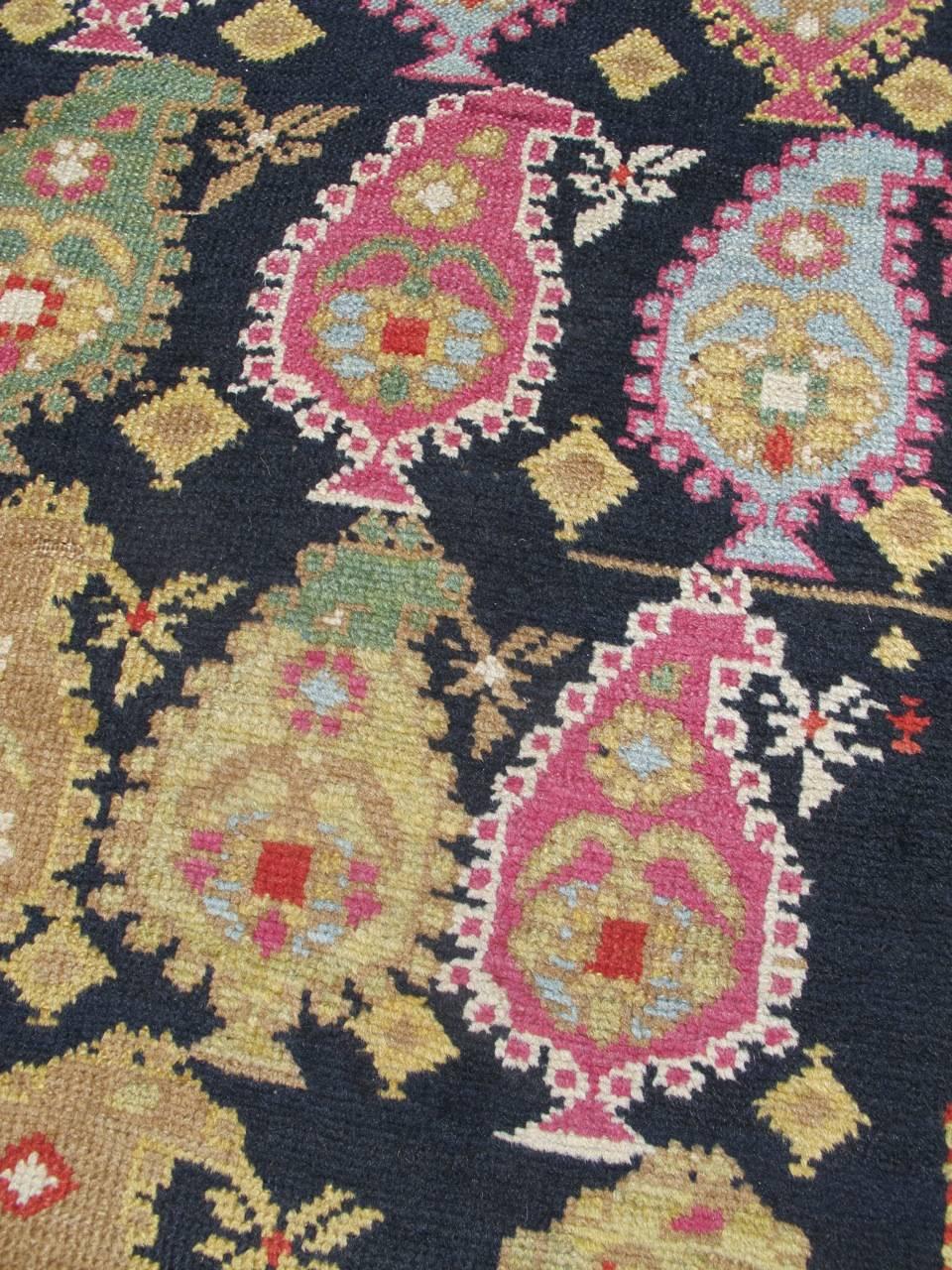 Caucasian Late 19th Century Red and Indigo Karabagh Rug with Paisleys