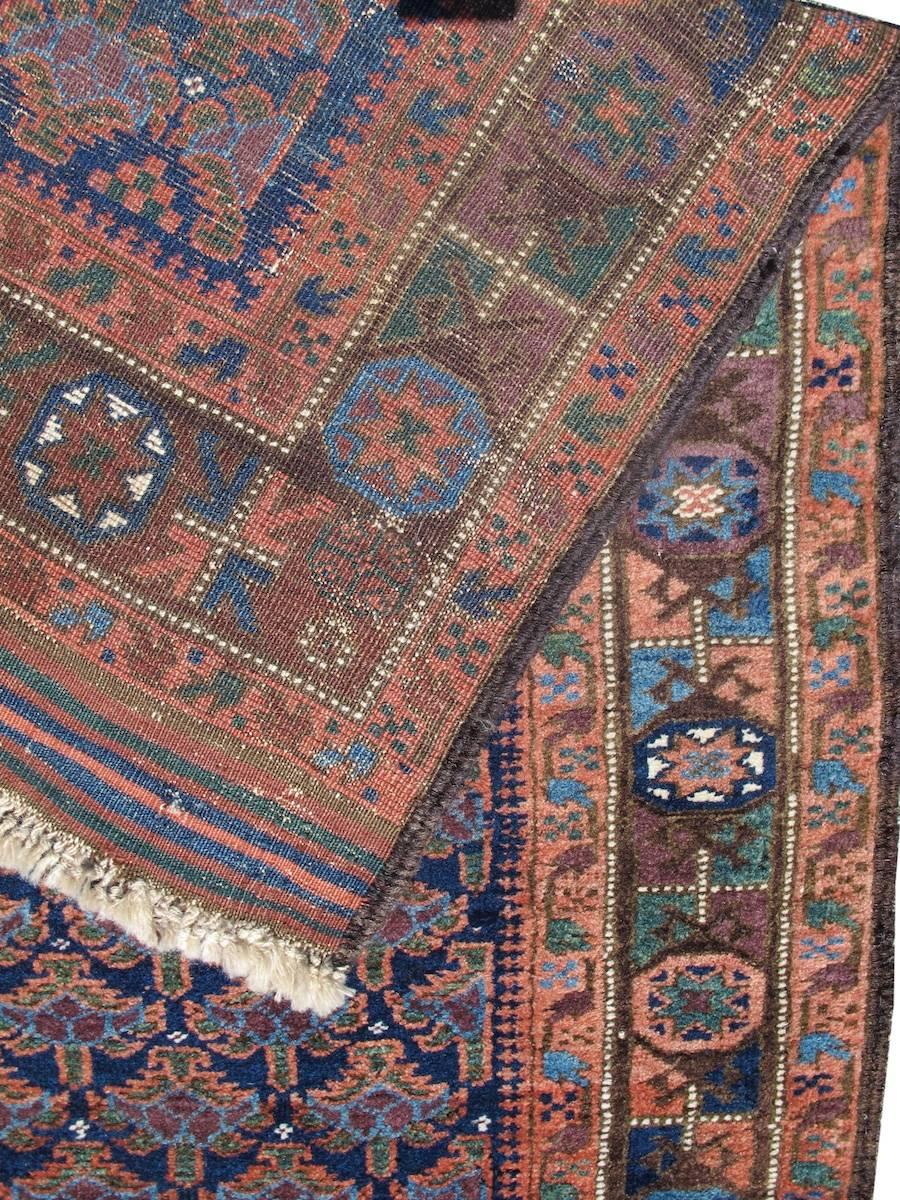 Hand-Woven Late 19th Century Indigo Baluch Rug with Stylized Trees