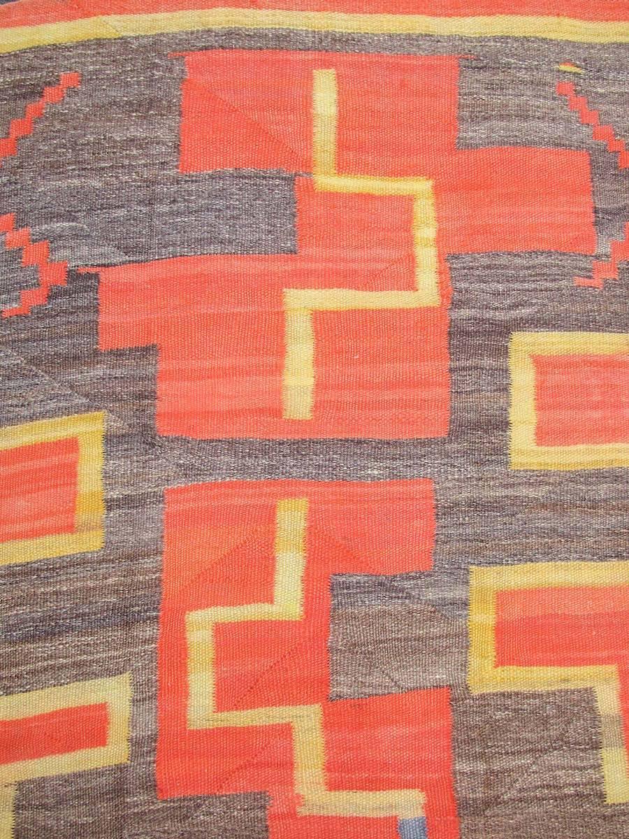 American Late 19th Century Red, Yellow, and Brown Navajo Rug