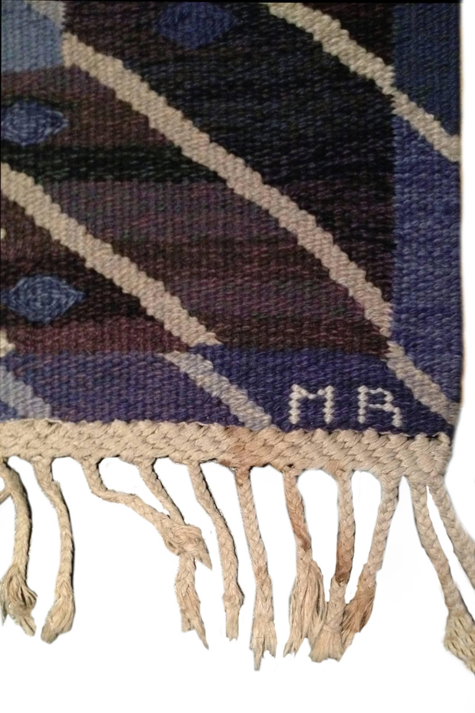 Mid 20th Century Blue Marta Maas-Fjetterström Rug In Excellent Condition In San Francisco, CA