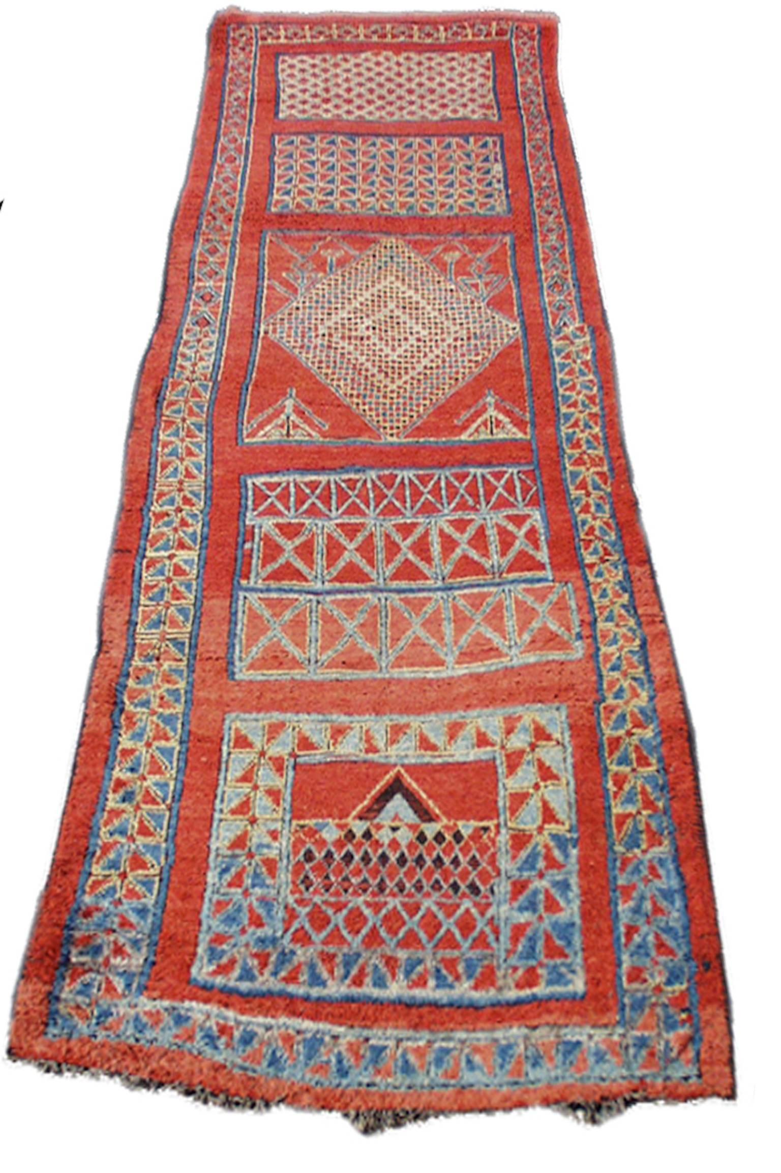 Late 19th Century Moroccan Corridor Carpet with Madder Red Ground 3