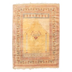 Tapis de prière en soie de Tabriz, 19e siècle