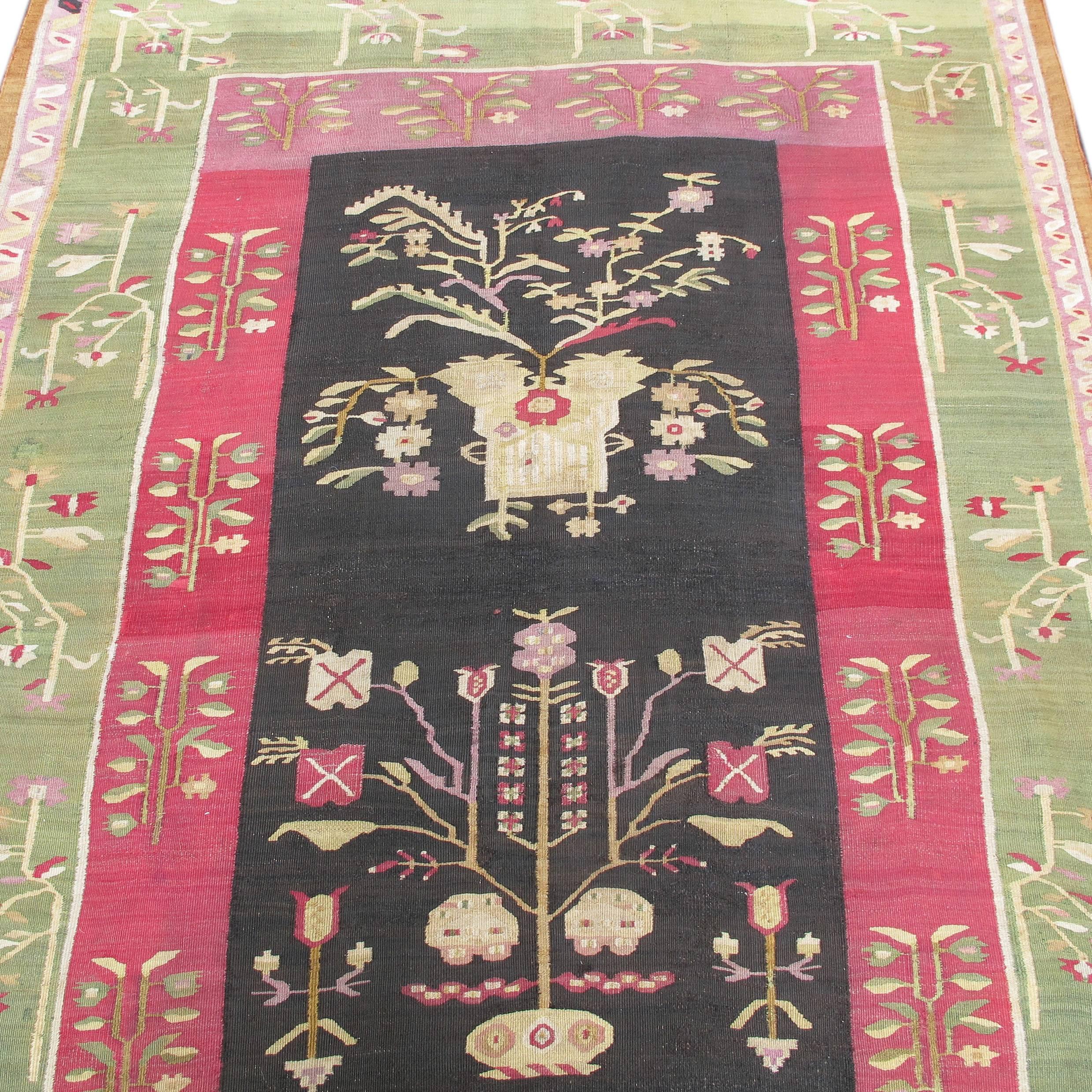 Pile carpets and flat-weaves known in the market as 'Bessarabian' were woven mostly in the 19th century in what are now the countries of Romania, Moldova, and Ukraine—along the northwestern coastal areas of the Black Sea (in eastern Europe). Both