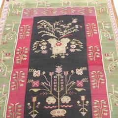 Outstanding Floral Bessarabian Kilim with Light Green Border, 19th Century