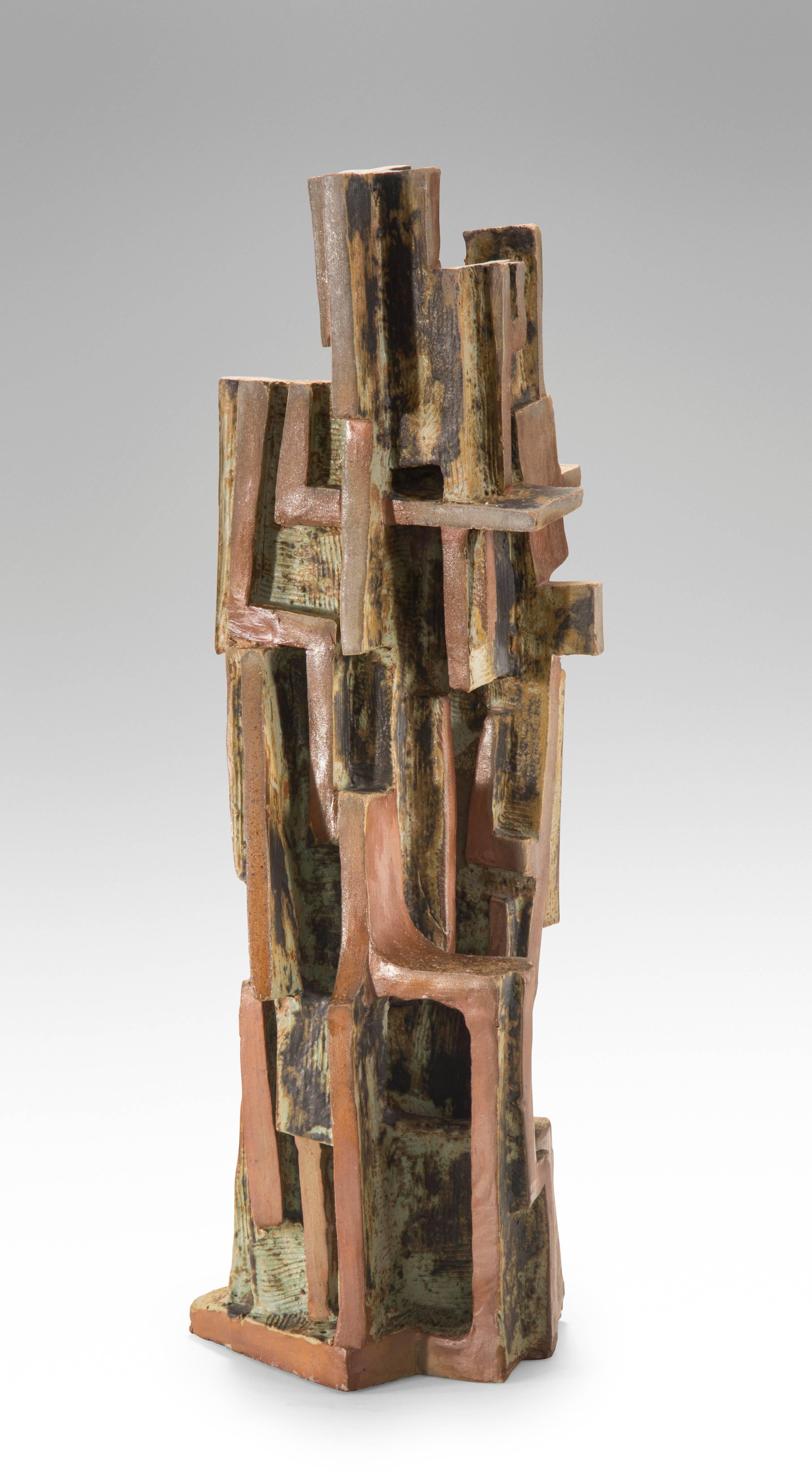 Vassil Ivanoff, Large French Architectural Partially Glazed Stoneware Sculpture For Sale 1
