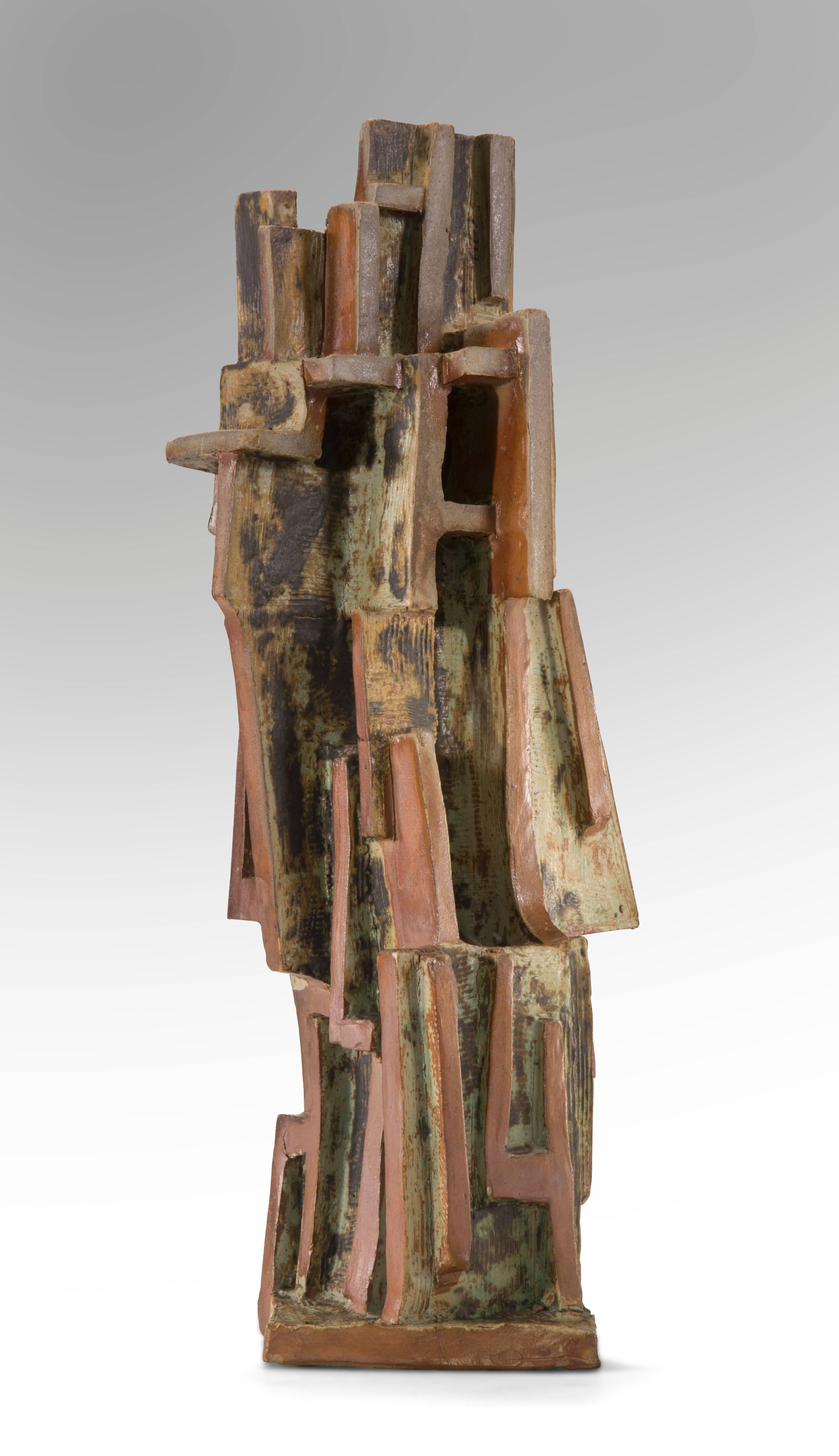 A boldly expressive sculpture in a signature style with a handsome combination of glazed and unglazed ceramic, Mid 20th Century.
Incised signature: V. Ivanoff   Inscribed: VA 1259