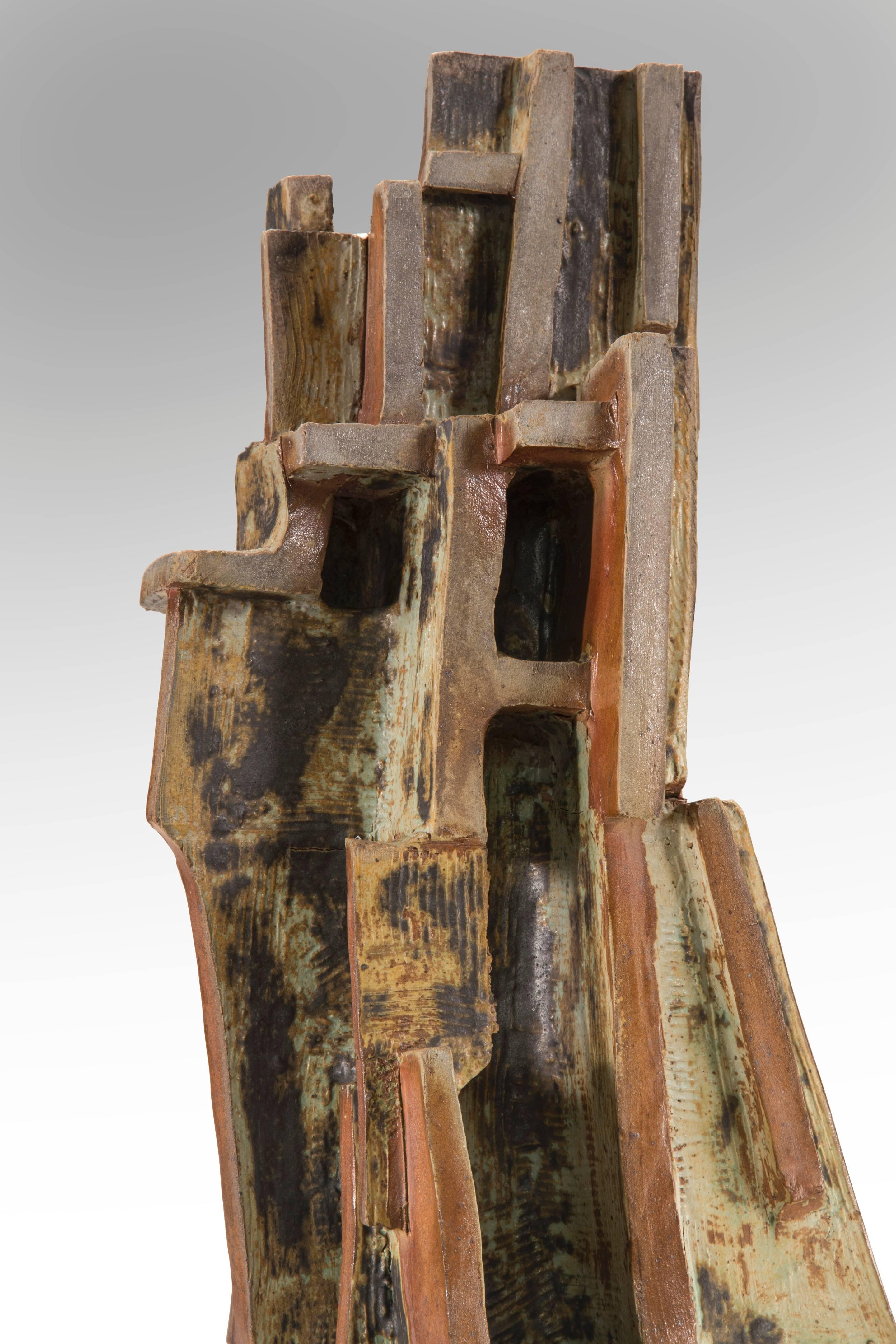 Vassil Ivanoff, Large French Architectural Partially Glazed Stoneware Sculpture For Sale 2