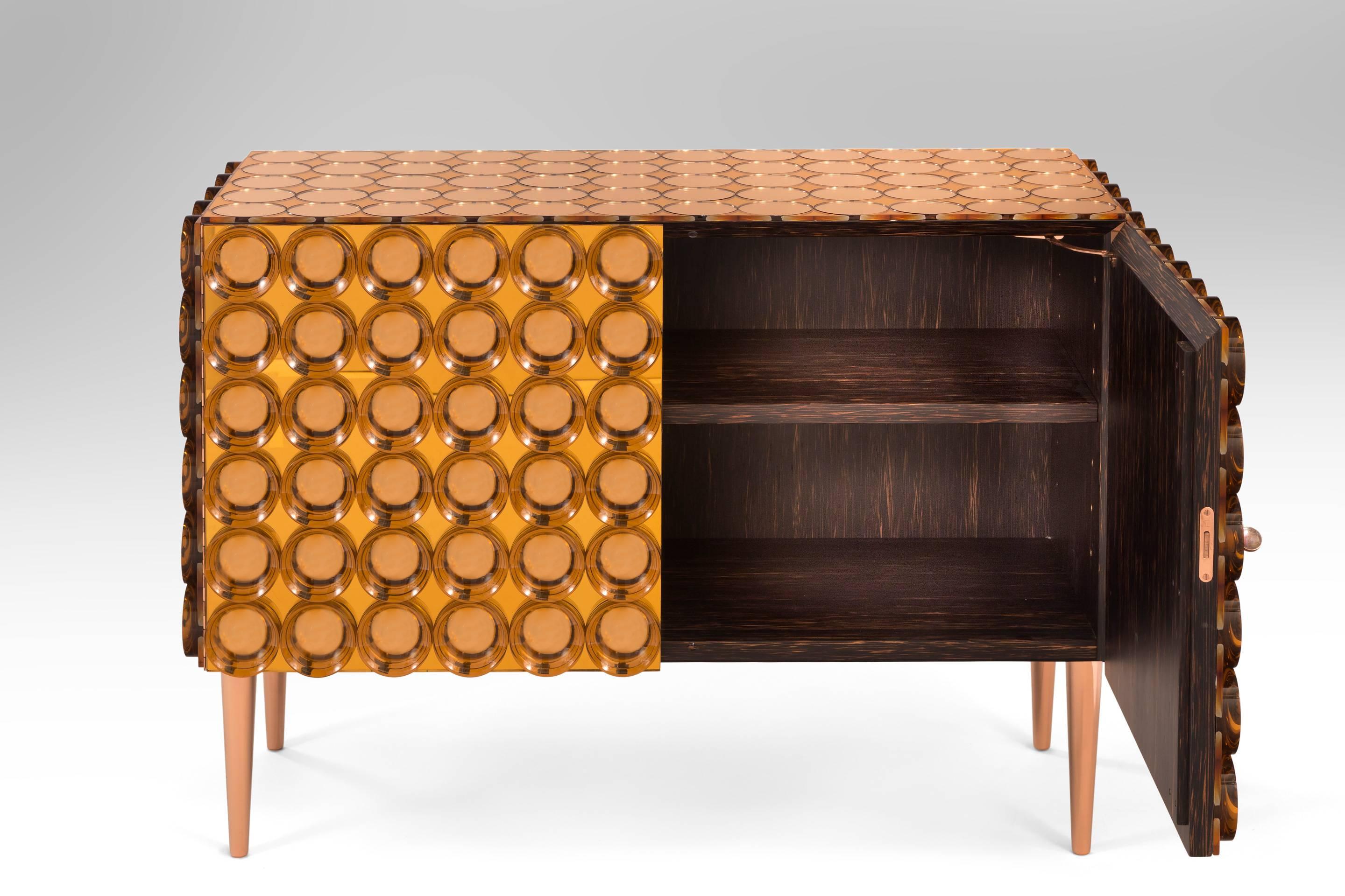 Italian Roberto Rida, Limited Edition Glass and Palmwood Adone Cabinet