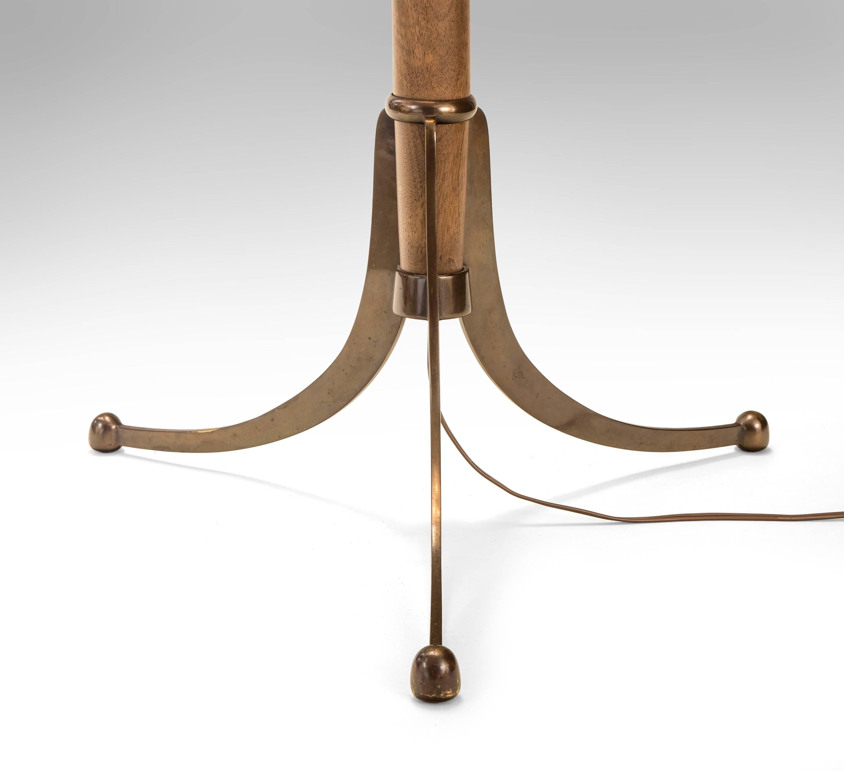 Modern Josef Frank, Early and Rare Austrian Walnut and Brass Observatory Floor Lamp