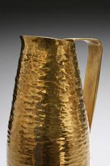 Hayno Focken, Large German Modernist Hammered Brass PItcher
