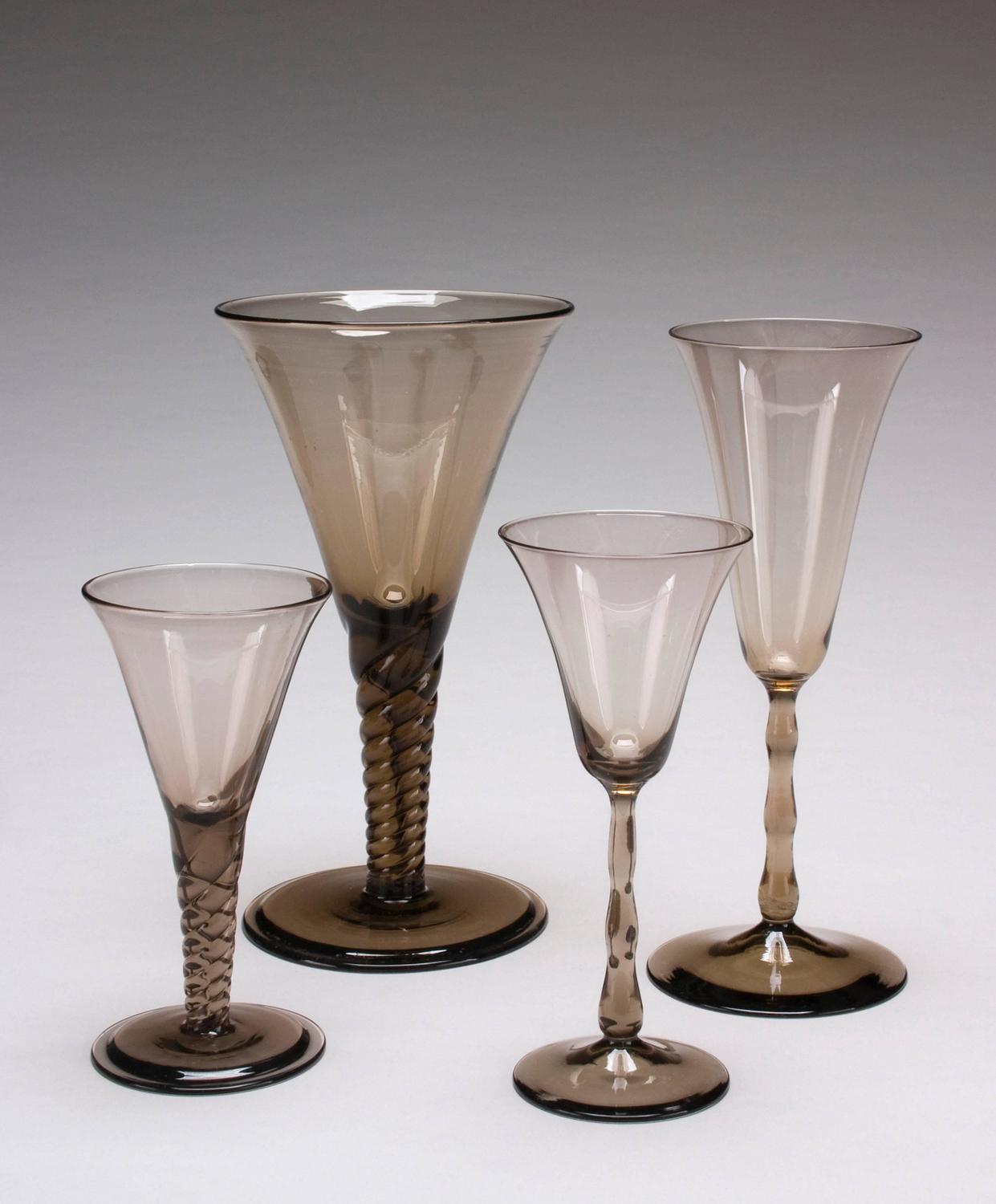 Simon Gate for Orrefors, Large Swedish Set of Smoked Amethyst Crystal