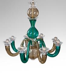 Gio Ponti for Venini, An Original Period Murano Glass 8 Arm Chandelier