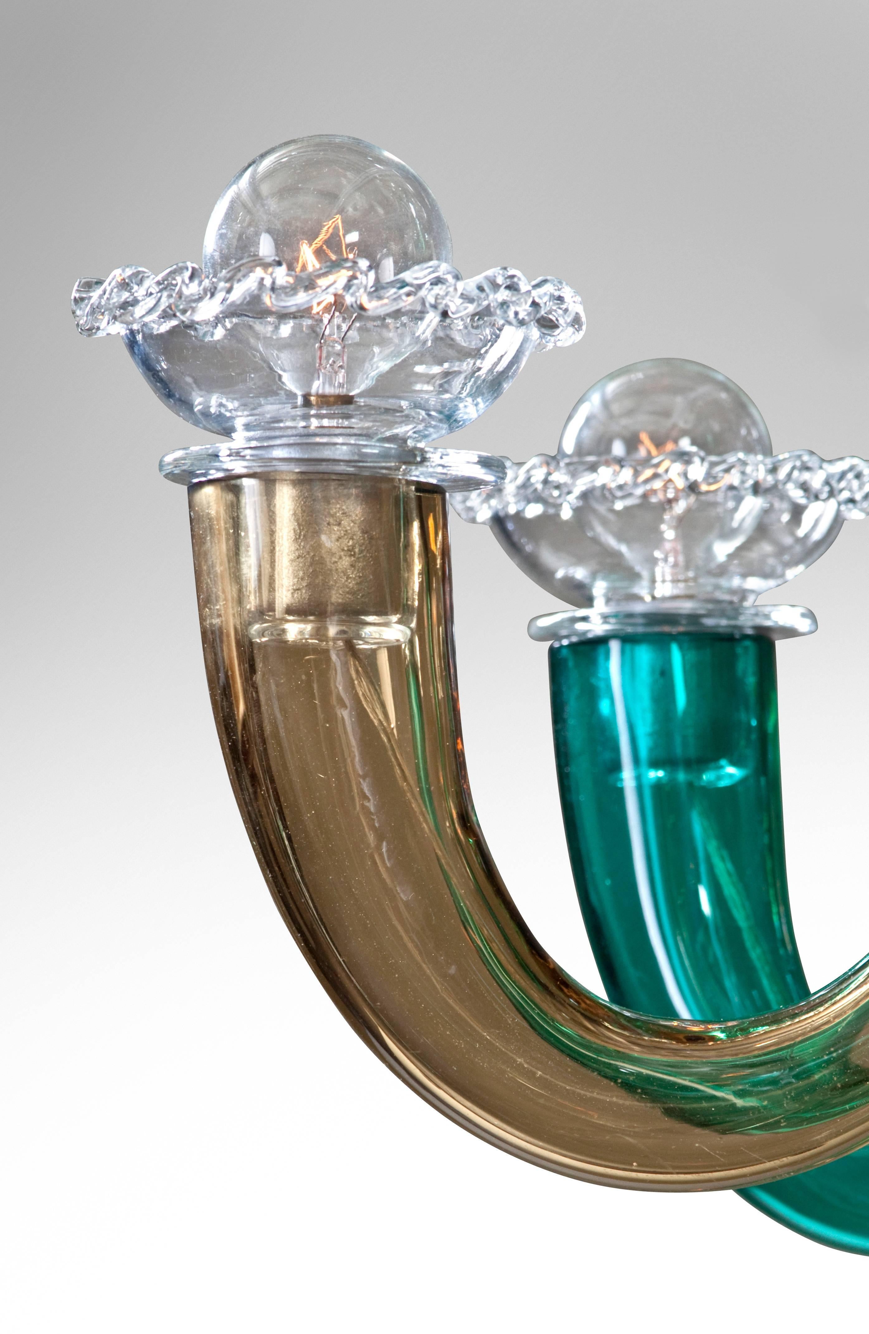 Mid-Century Modern Gio Ponti for Venini, An Original Period Murano Glass 8 Arm Chandelier For Sale