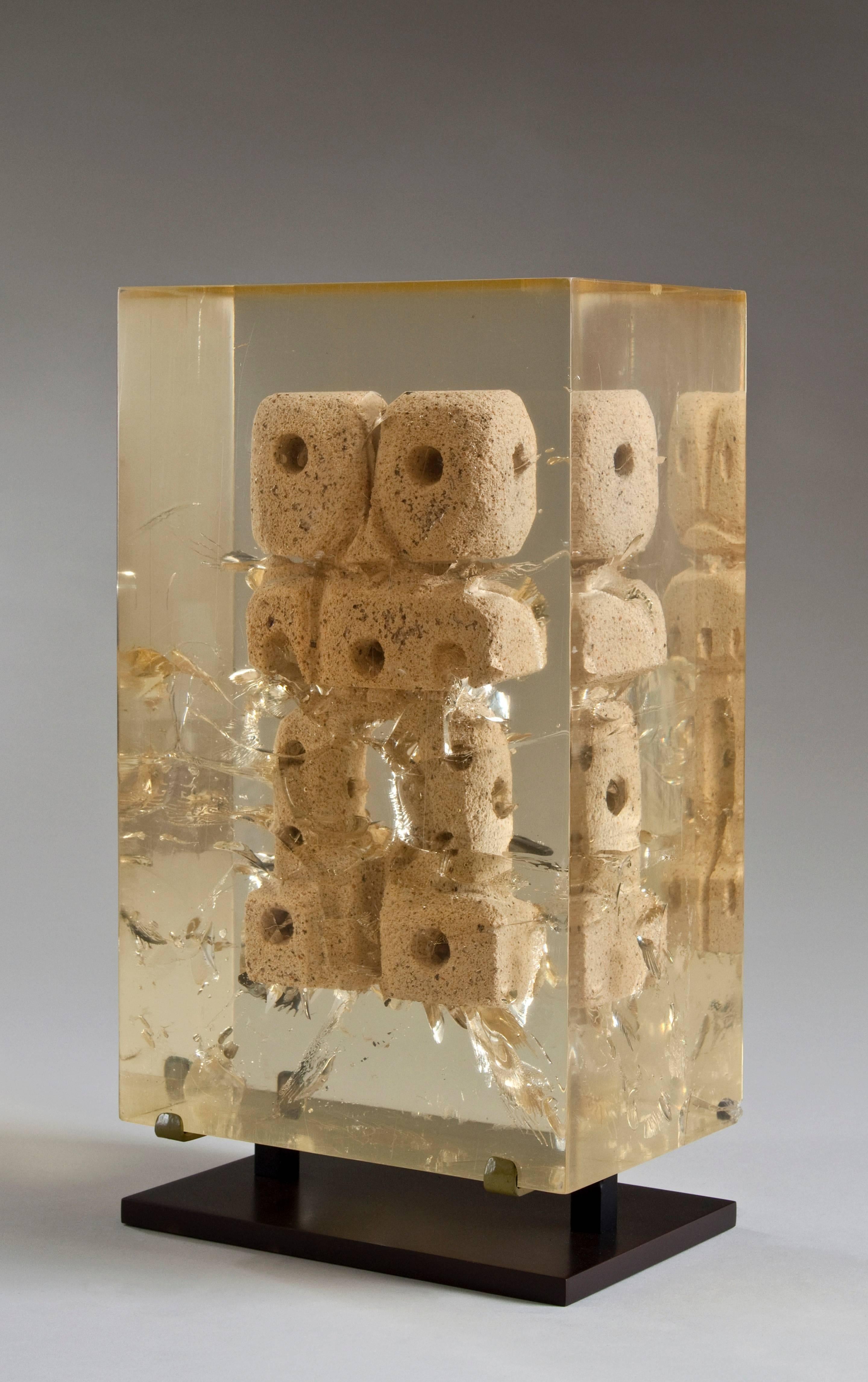 Pierre Giraudon Attributed, French Fractal Resin Sculpture

A whimsical work with a surprising forcefulness. An anthropomorphic abstract form suspended in a lightly tinted fractal resin upright rectangular block.