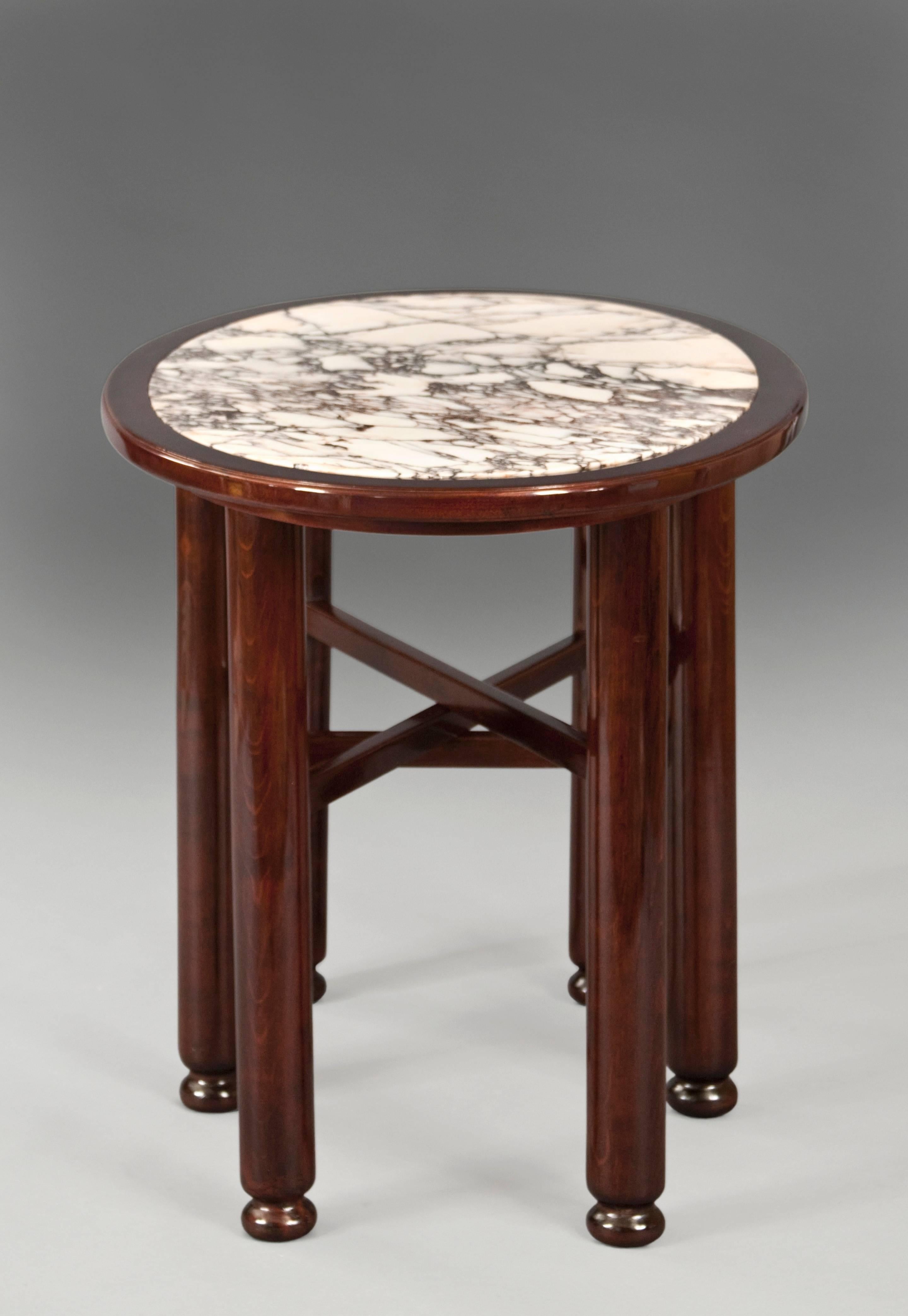 Modern Adolf Loos, Rare Austrian Mahogany and Marble Table