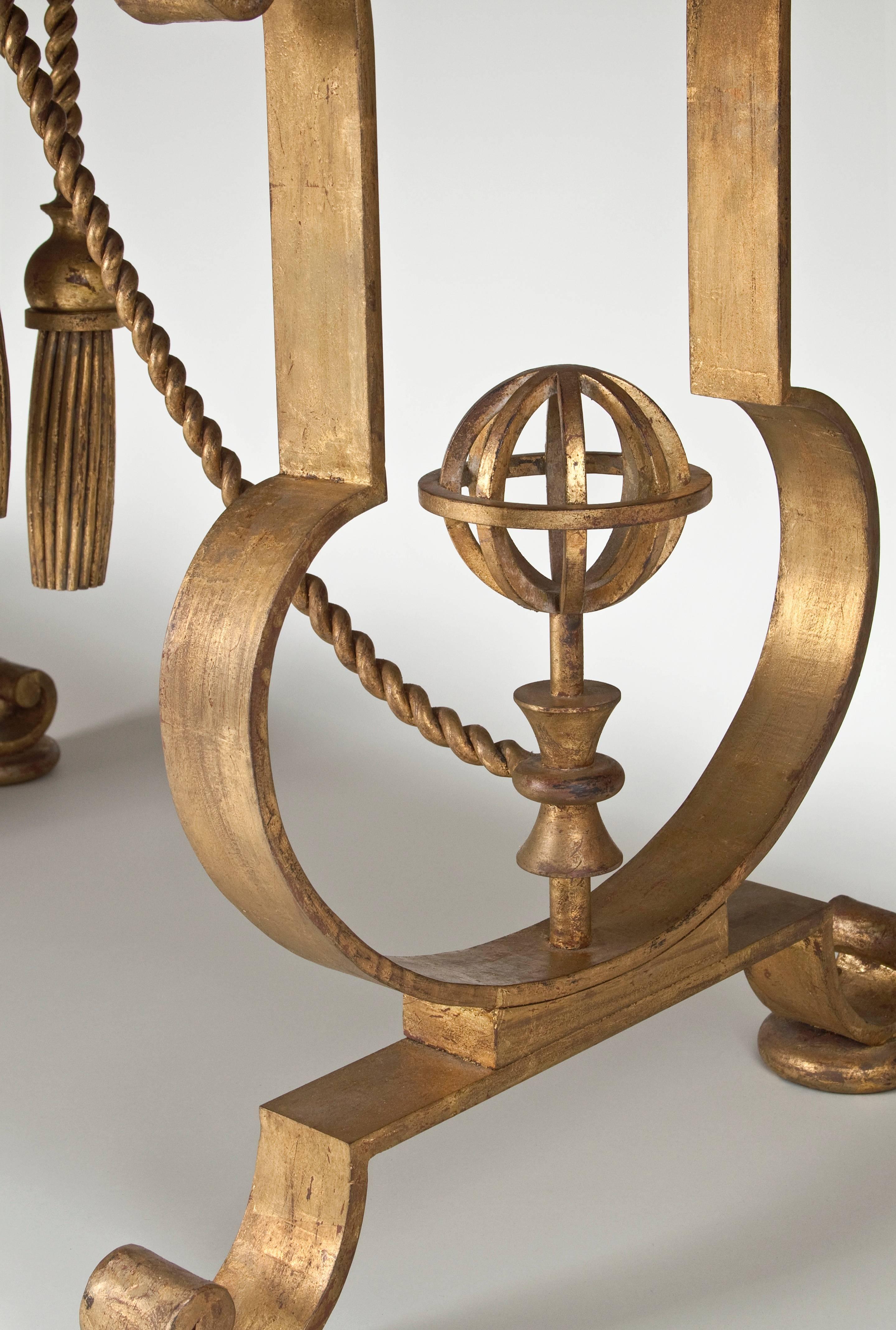 Modern Gilbert Poillerat, Authenticated Gilt Iron Astrolabes et Passementeries Table