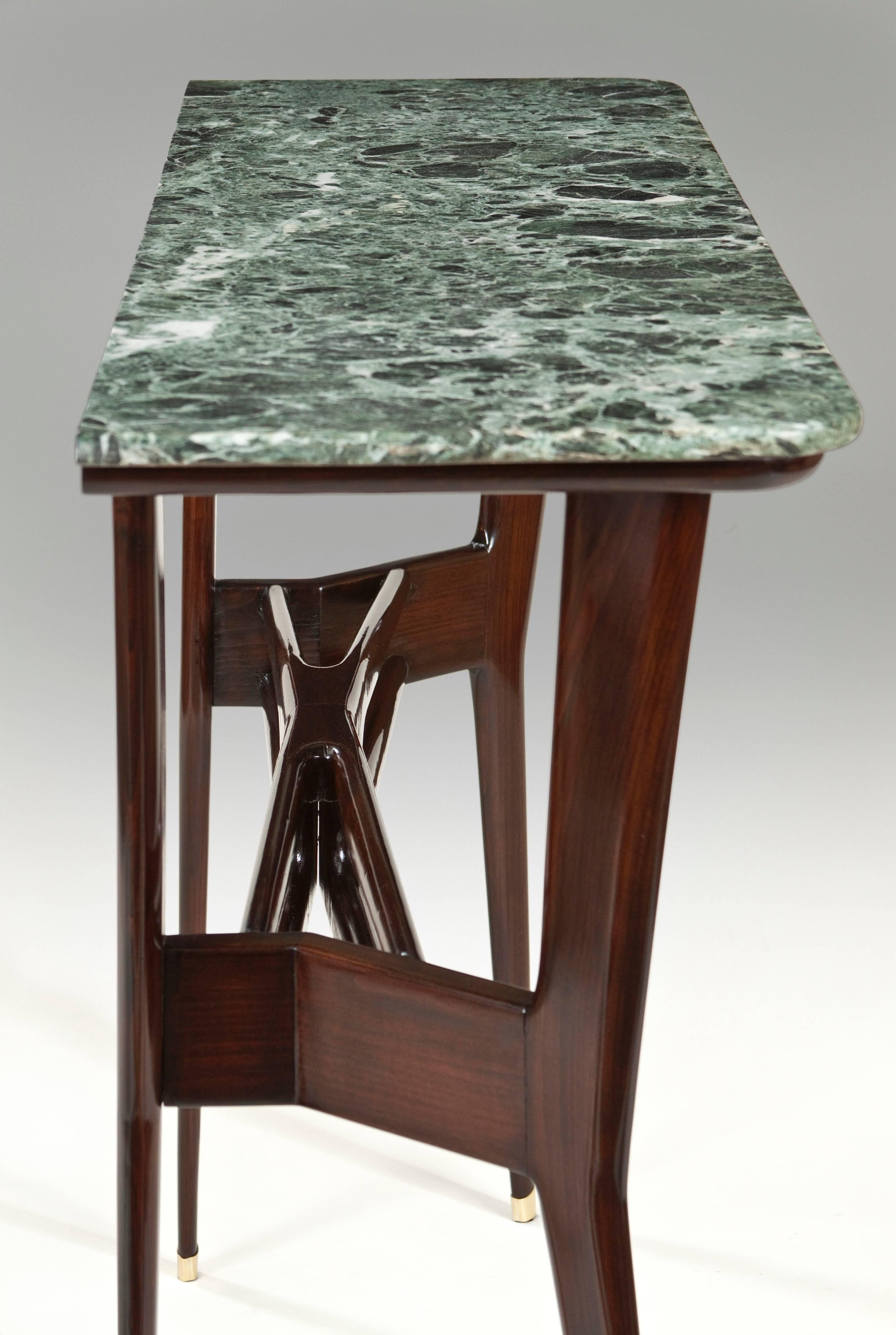 Italian Ebonzed Wood and Marble Topped Console Table, Mid 20th Century In Good Condition In New York, NY