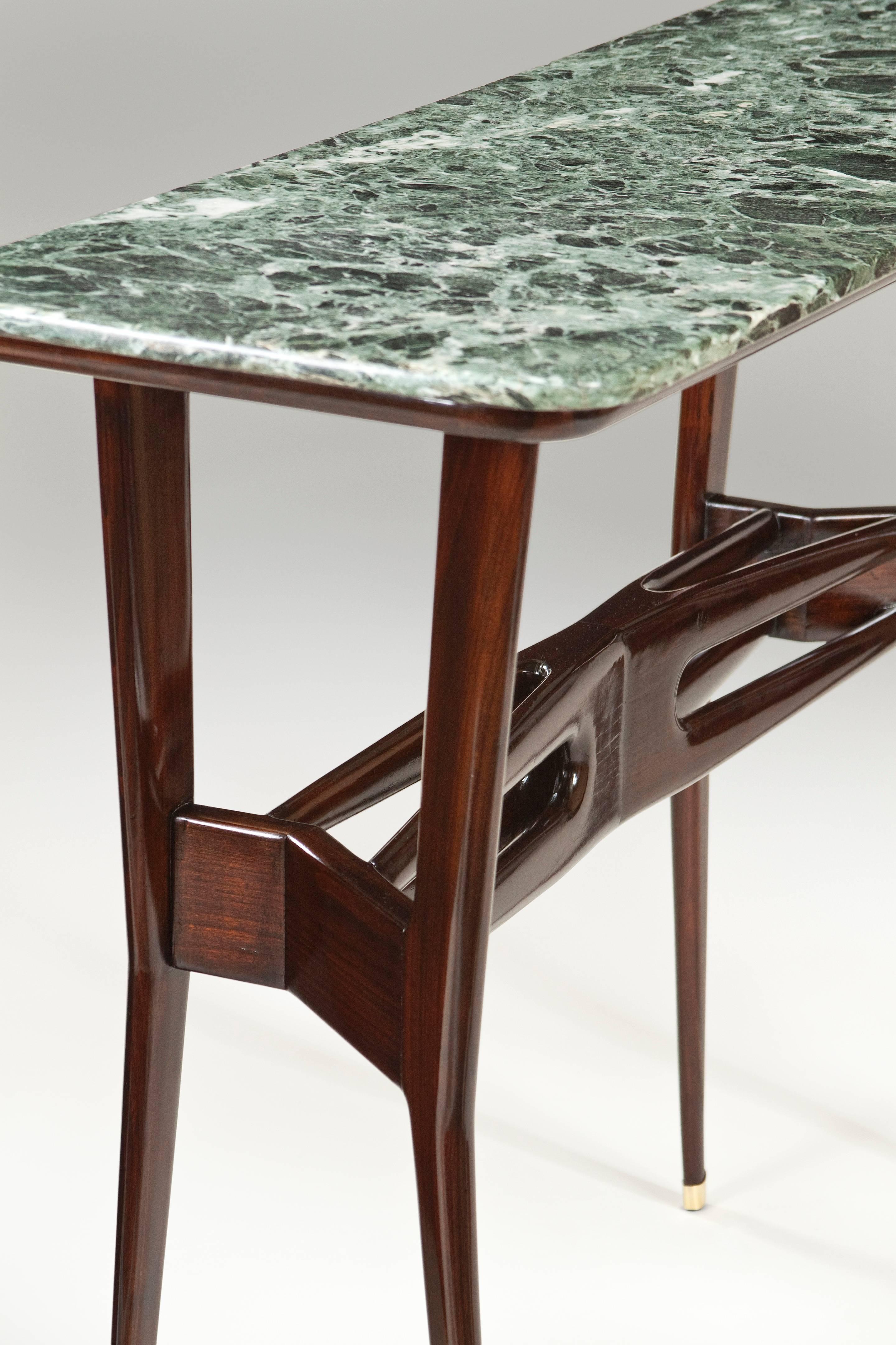 Italian Ebonzed Wood and Marble Topped Console Table, Mid 20th Century 1
