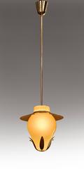 Paavo Tynell for Taito Oy, Finnish Opaline Glass and Brass Chandelier
