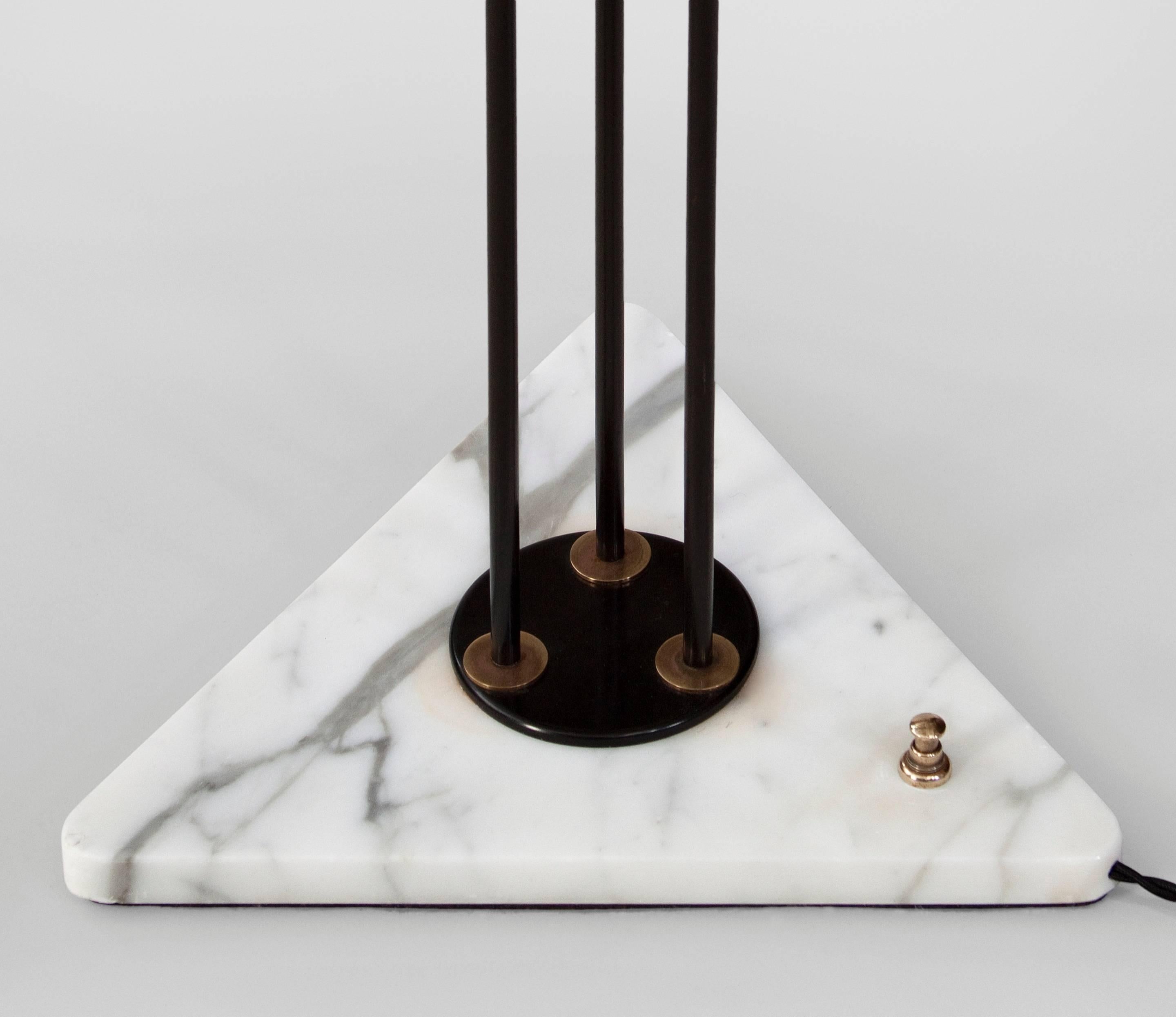Stilnovo, Italian Frosted Glass, Marble and Metal Floor Lamp In Good Condition In New York, NY