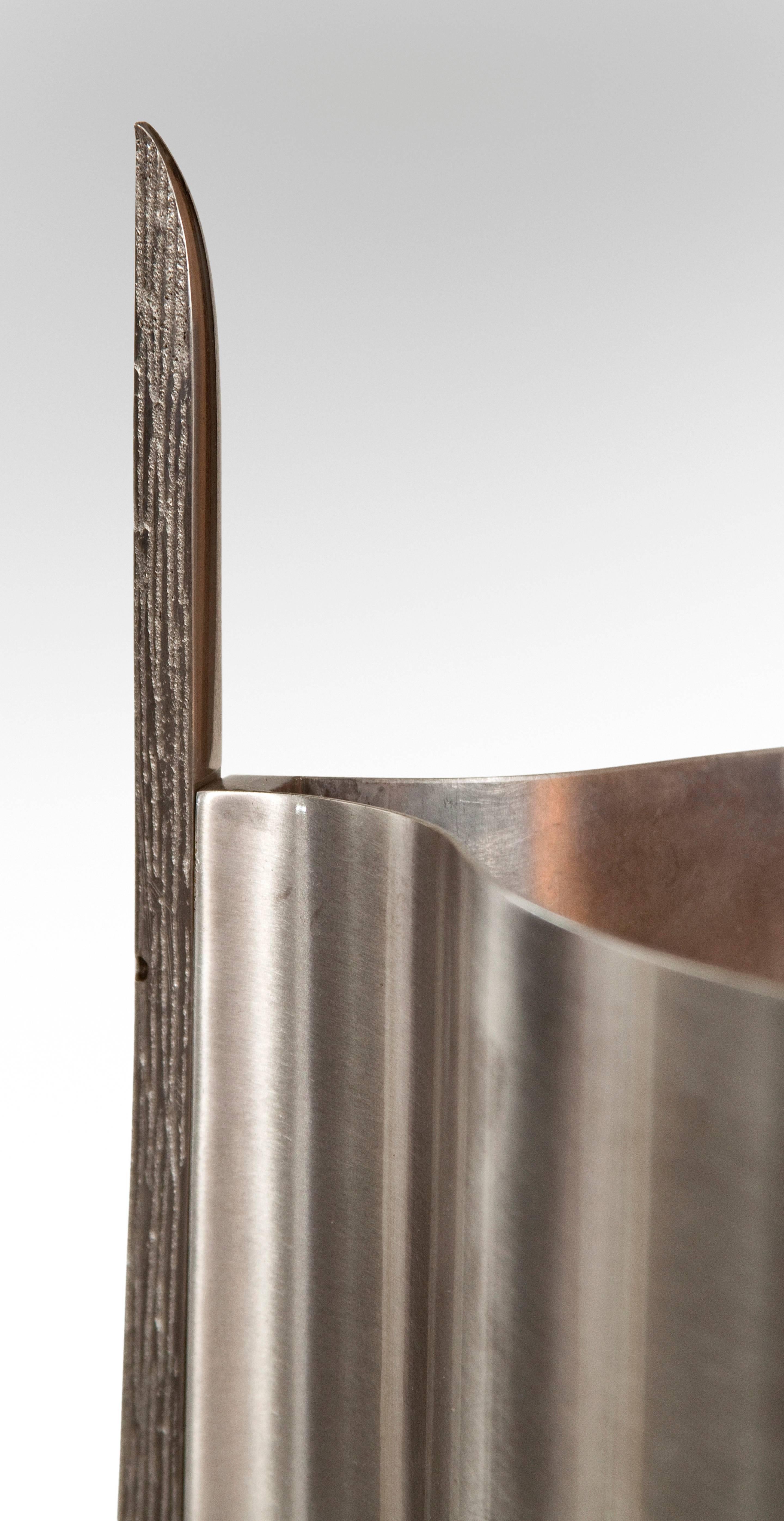 French Maison Charles, Sculptural Pair of Silvered Bronze 