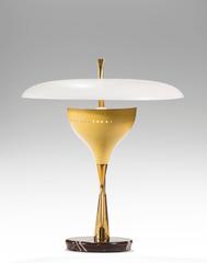 Lumen, Italian Painted Metal, Marble, and Brass Table Lamp