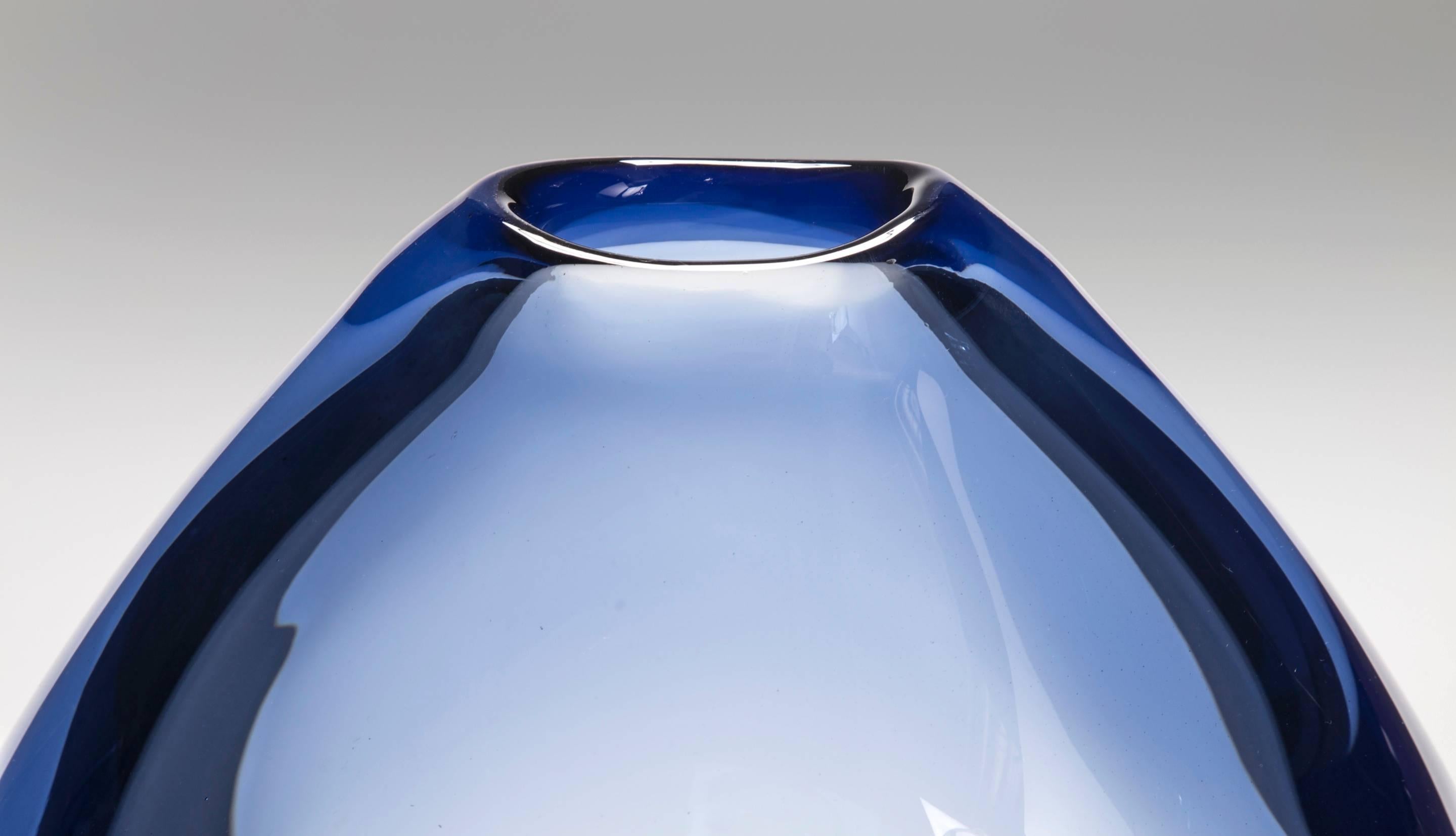 Modern Per Lutken, 3 Sapphire Blue Tear Drop Vases Including a Rare 15.5 Inch Vase