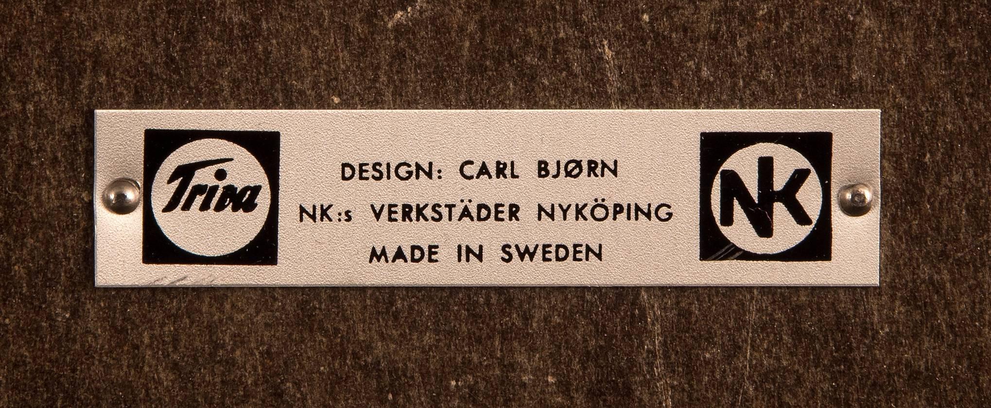 20th Century P. Törneman and Carl Bjørn for NK, Swedish Enamel and Brass Square Coffee Table For Sale