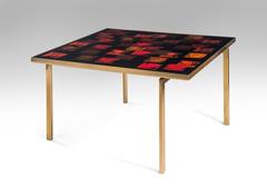 P. Törneman and Carl Bjørn for NK, Swedish Enamel and Brass Square Coffee Table