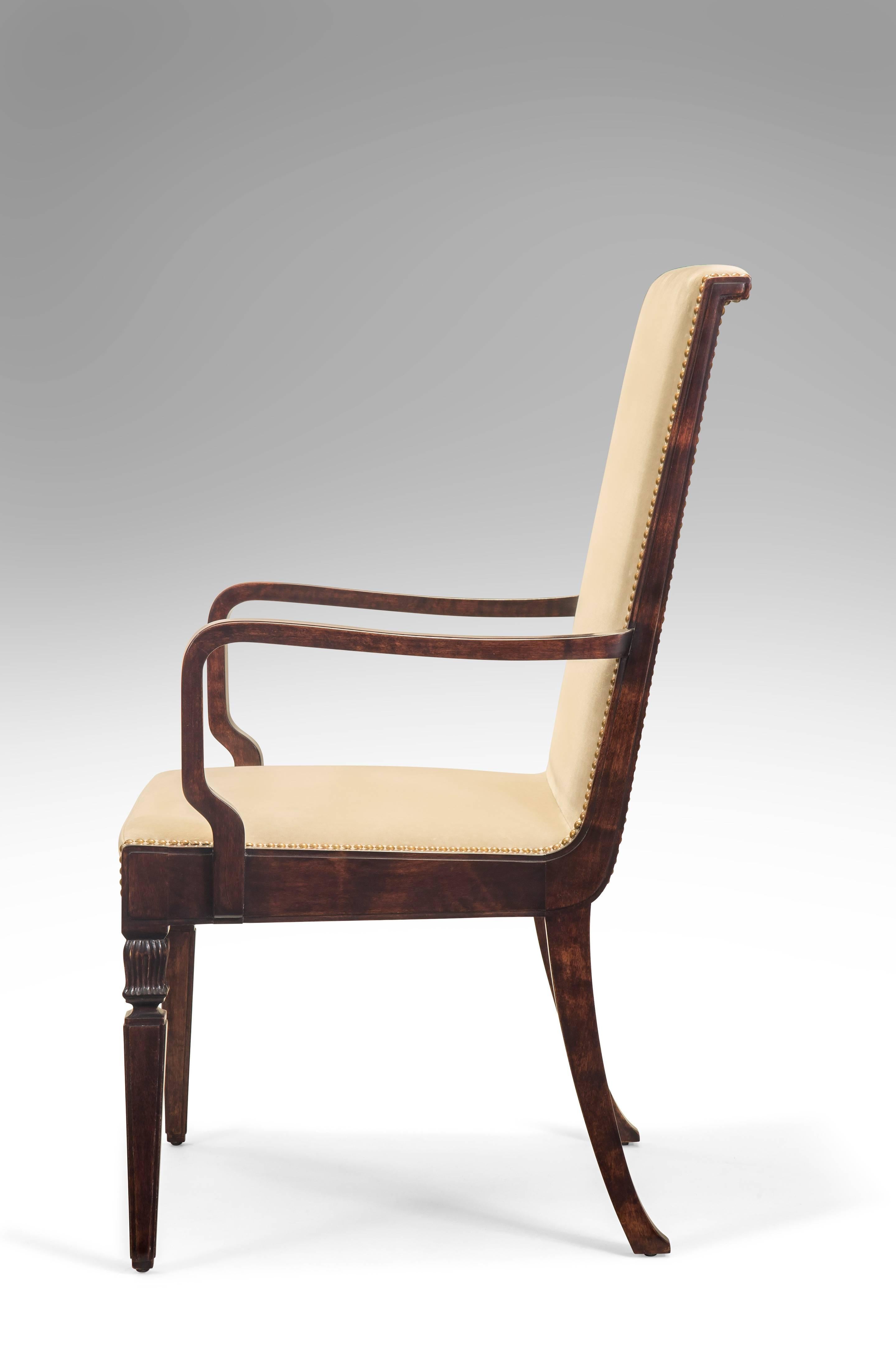 20th Century Isidor Hörlin Attributed, Large Pair of Swedish Grace Period Birch Armchairs